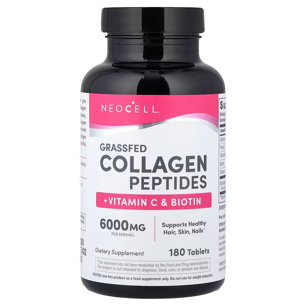 NeoCell, Grassfed Collagen Peptides + Vitamin C & Biotin, 180 Tablets