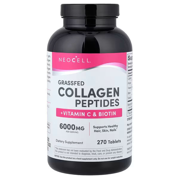 NeoCell, Grassfed Collagen Peptides + Vitamin C & Biotin, 180 Tablets
