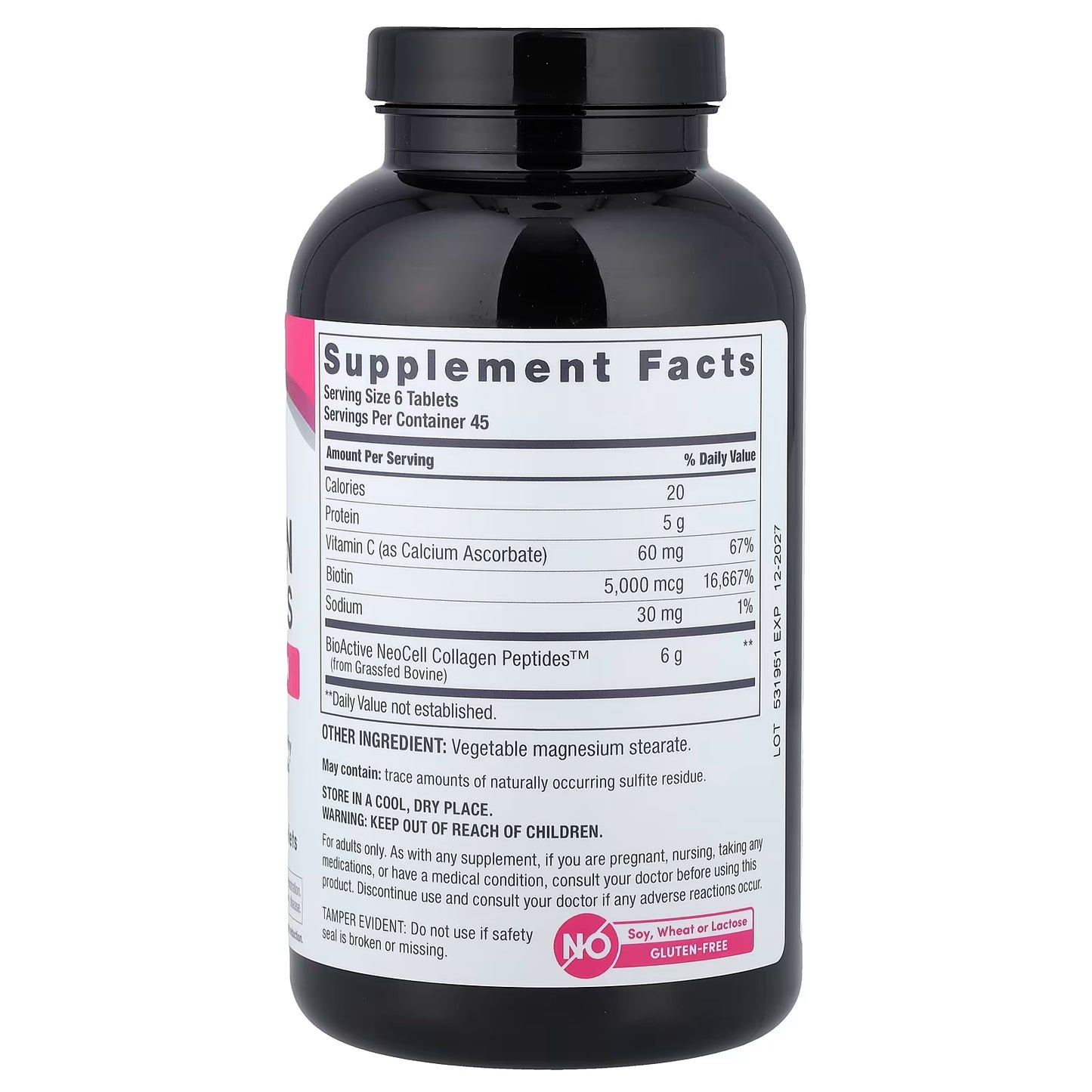 NeoCell, Grassfed Collagen Peptides + Vitamin C & Biotin, 180 Tablets